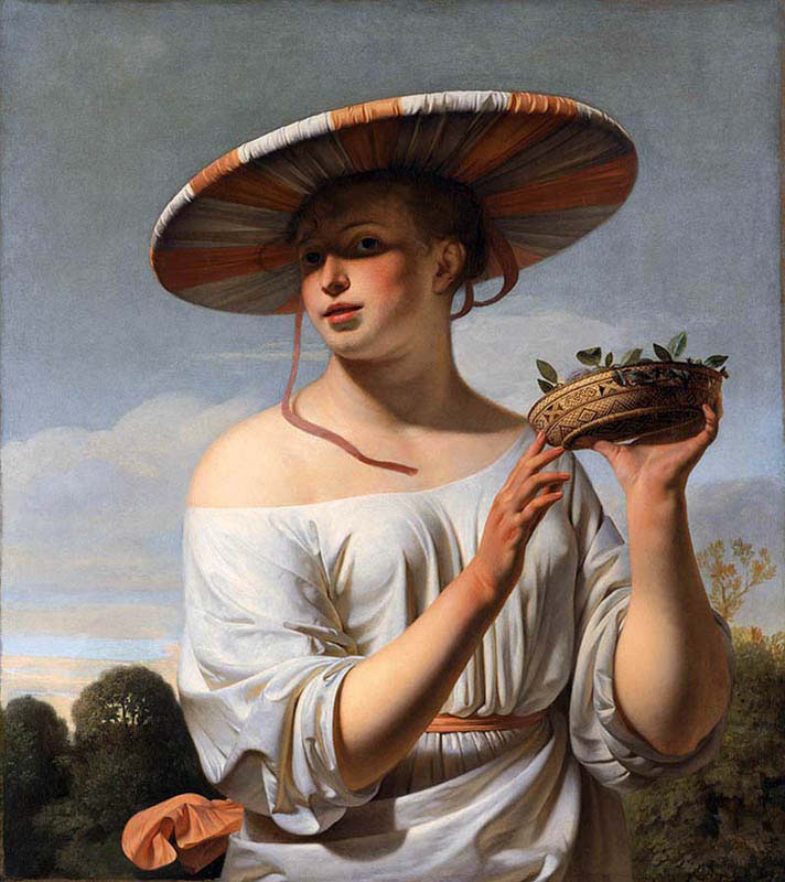 Girl Wearing a Broad-Brimmed Hat